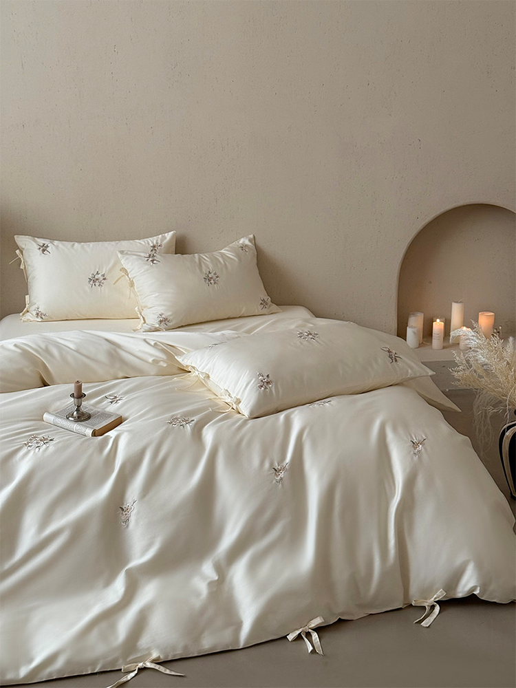 French Light Luxury Long Staple Cotton Bedding Set Elegant Flat Sheet