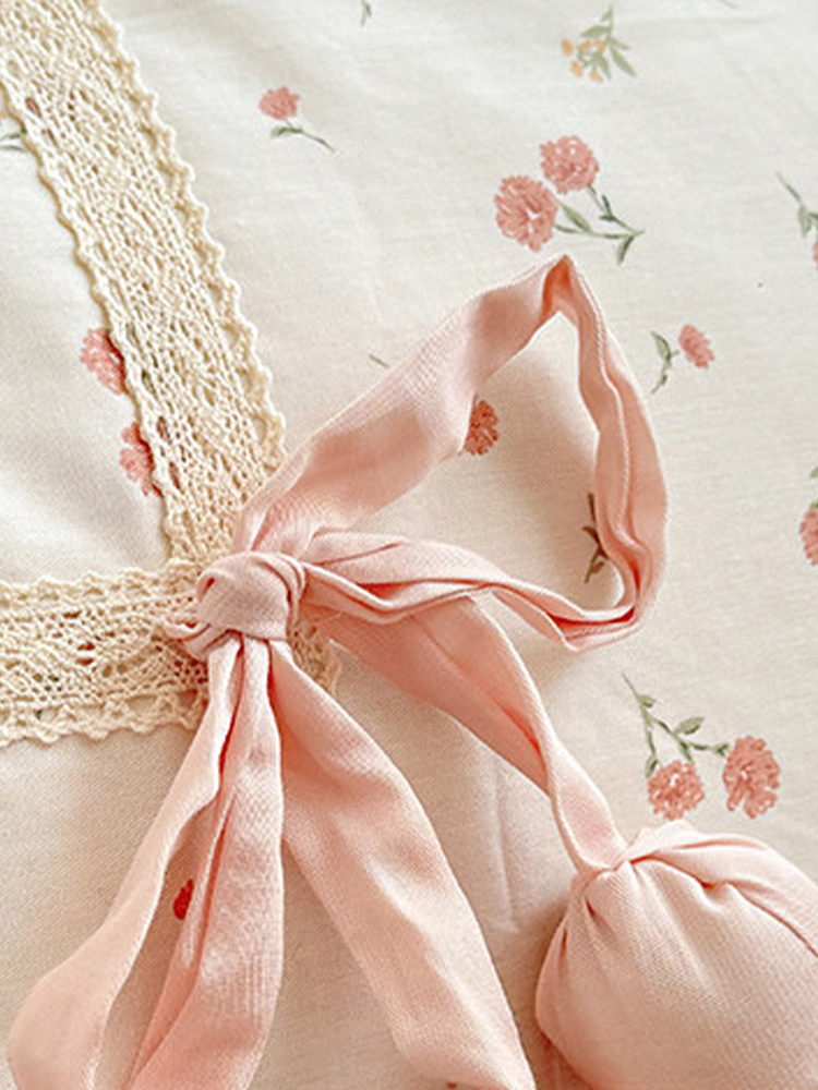 Princess Style Bedding Set Floral Ruffle Cotton Flat Sheet