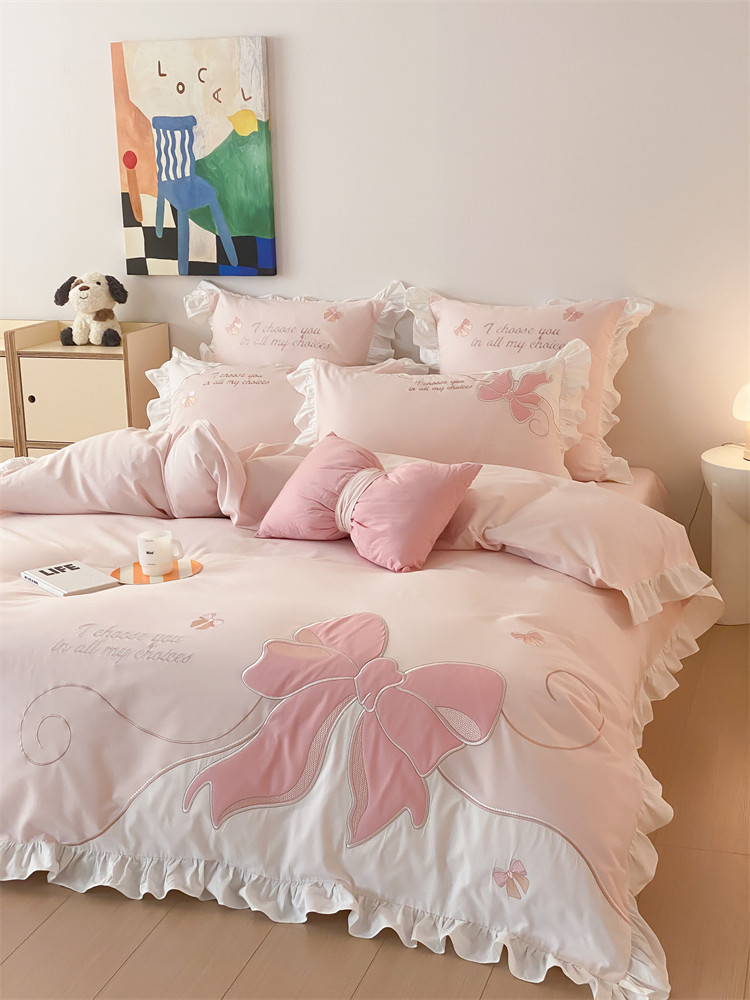 Sweet Princess Bedding Set Cotton Flannel Washed Cotton Flat Sheet