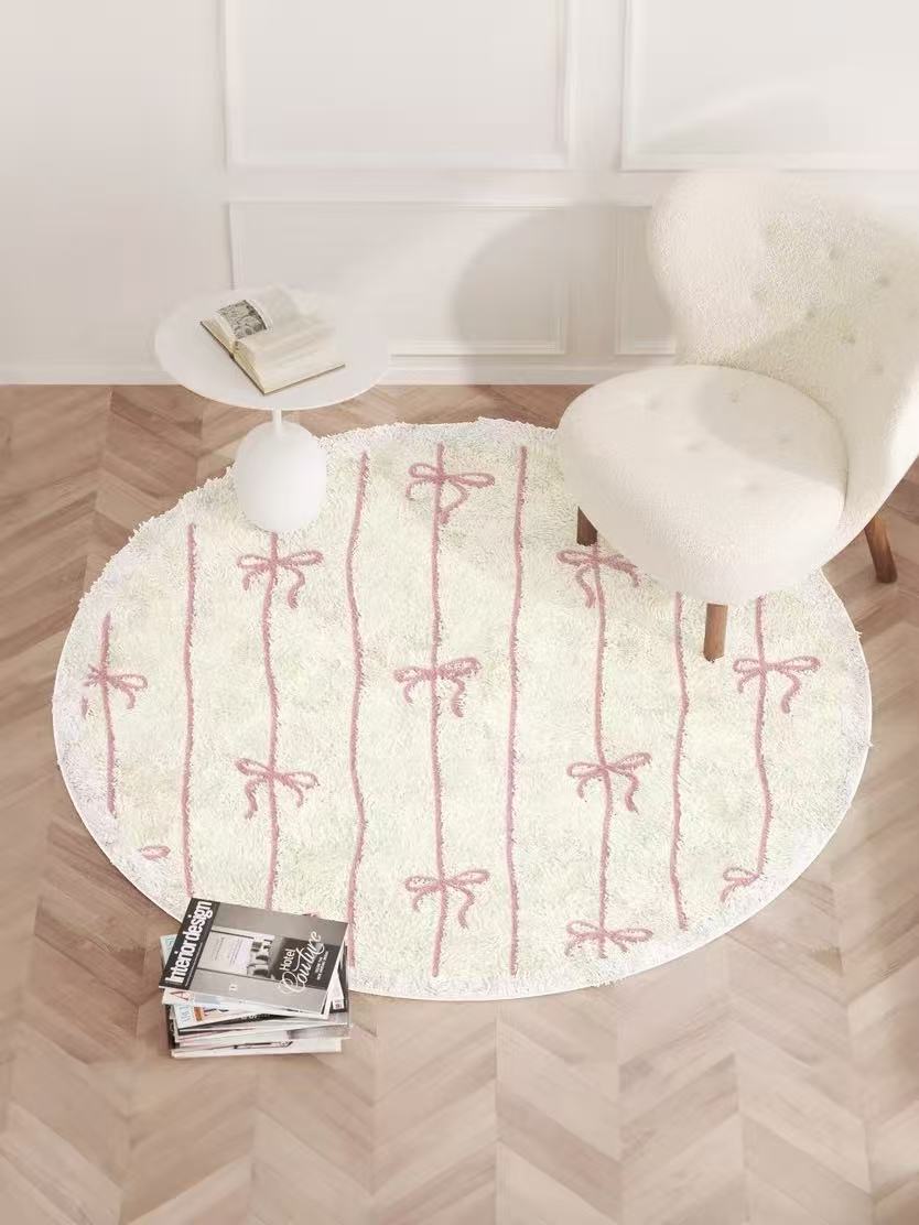 Cute Bow Thick Luxury Round Rug