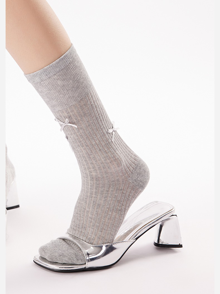 Ballet Bow Mesh Socks