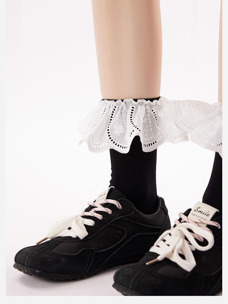 Ruffle Lace Cotton Socks French