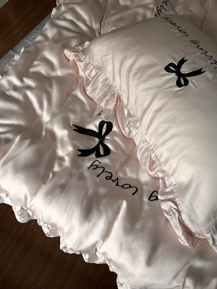 Sweet Bow Lace TENCEL™ Lyocell Bedding Set Flat Sheet