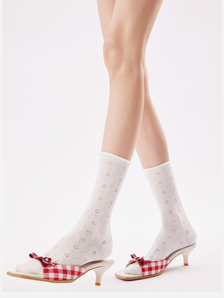 Hollow Mesh Stack Crew Socks