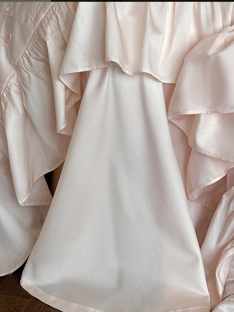 French Sweet Tencel Cotton Blend Bedding Set Butterfly Embroidered Flat Sheet