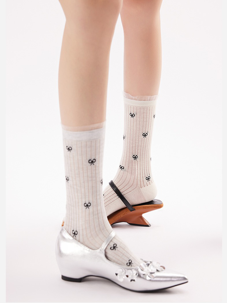Mesh Ruffle Crew Socks