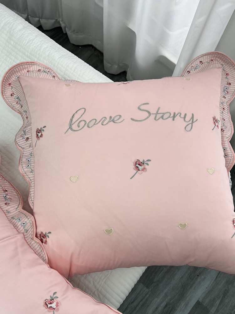 Long Staple Cotton Embroidered Throw Pillow Cushion