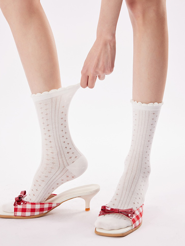 Hollow Mesh Stack Crew Socks