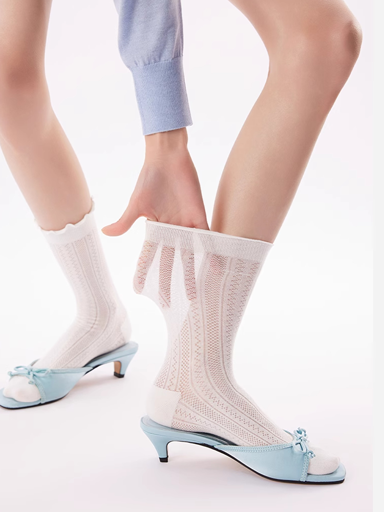 Ballet Mesh Breathable Crew Socks Summer Style