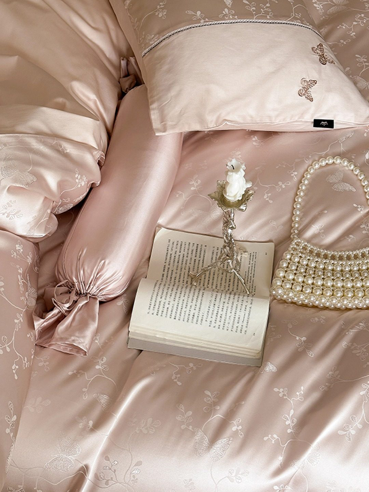 Luxury Jacquard Embroidered Long Staple Cotton Bedding Set Flat Sheet