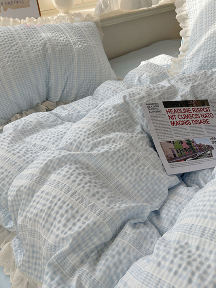 Ultra Soft Washed Cotton-Like Bedding Set Princess Lace Flat Sheet