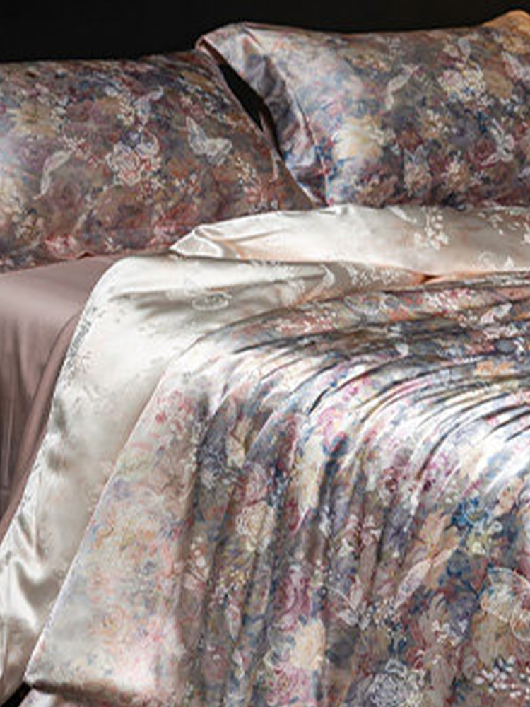 Luxury Jacquard Bedding Set Mulberry Silk Tencel Cotton Blend Flat Sheet