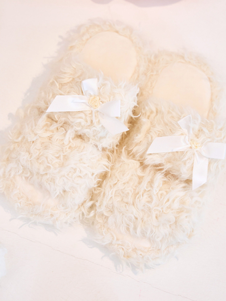 Cute Bear Faux Shearling House Slippers