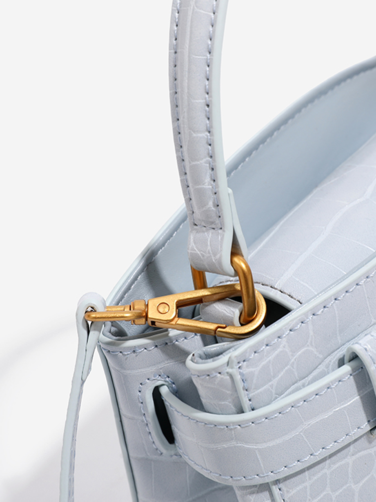 Crocodile Print Leather Kelly Bag