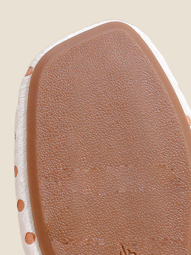 Vintage Polka Dot Crinkle Fabric House Slippers Warm Indoor