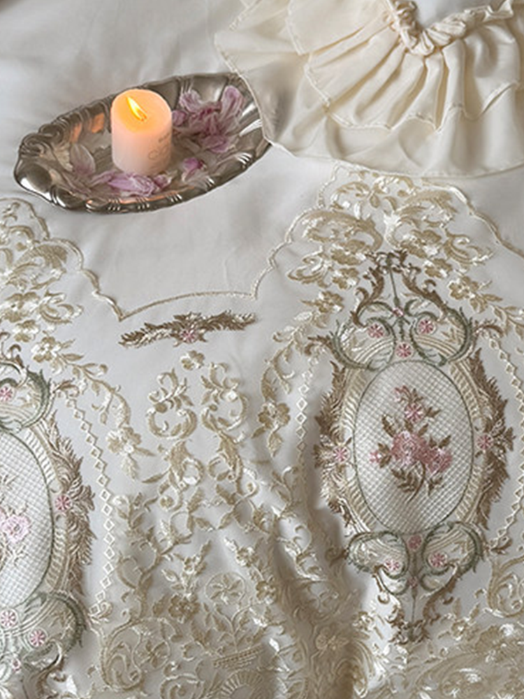 French Vintage Luxury Bedding Set Long Staple Cotton Flat Sheet