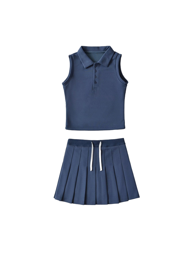 Tennis Pleated Skirt & Sleeveless Polo Top Set
