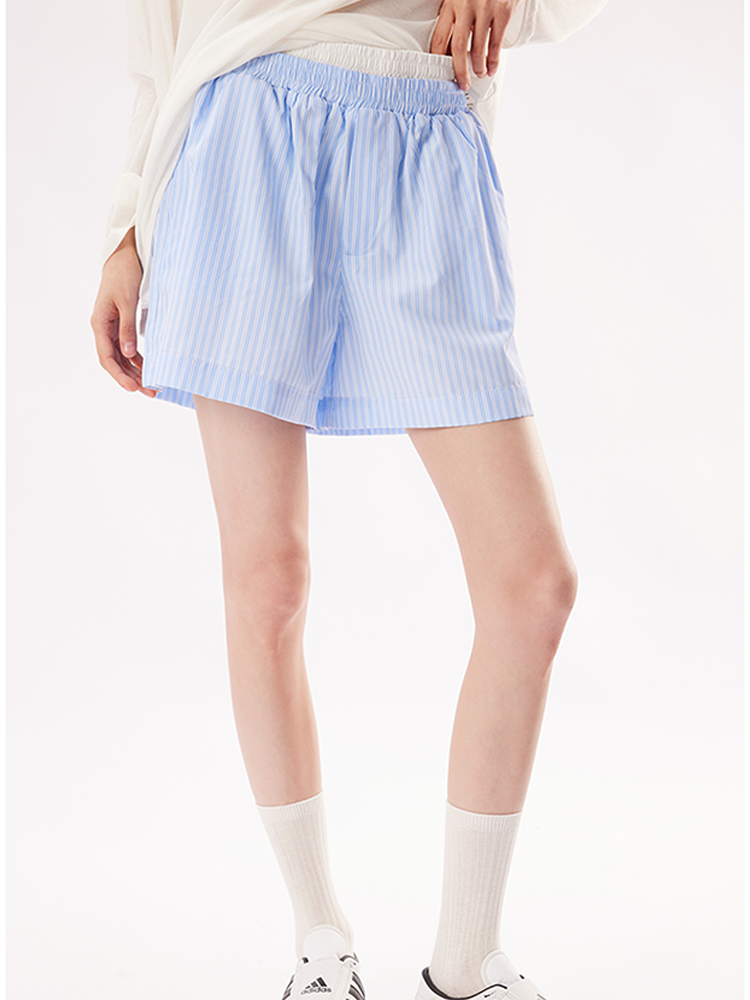 Blue Dual-Waistband Quick-Dry Summer Shorts for Women