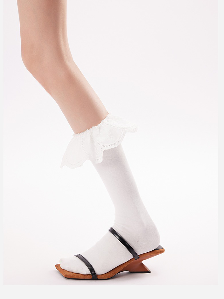 Ruffle Lace Cotton Socks