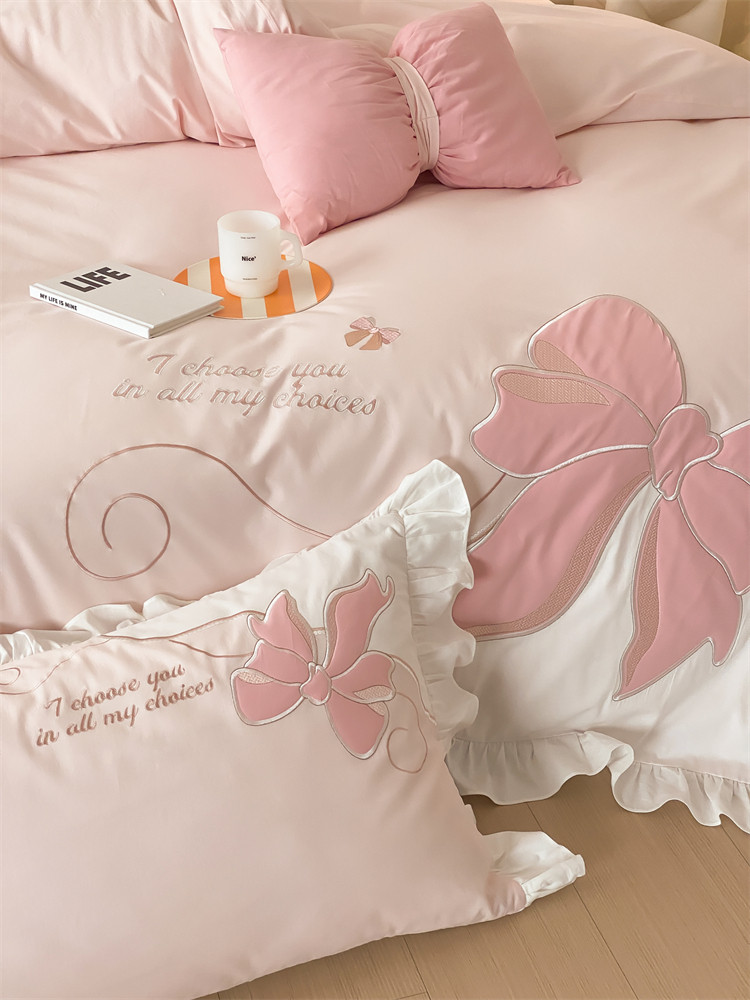 Sweet Princess Bedding Set Cotton Flannel Washed Cotton Fitted Sheet