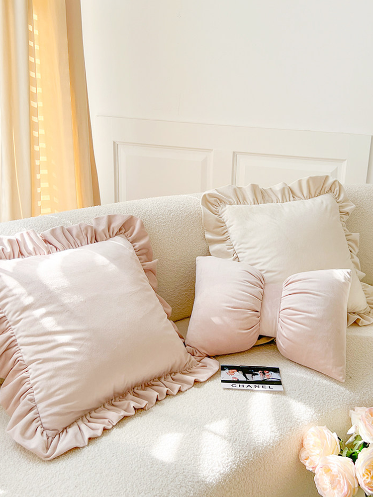 Cute Bow Decorative Pillow Accent Cushion for Living Room