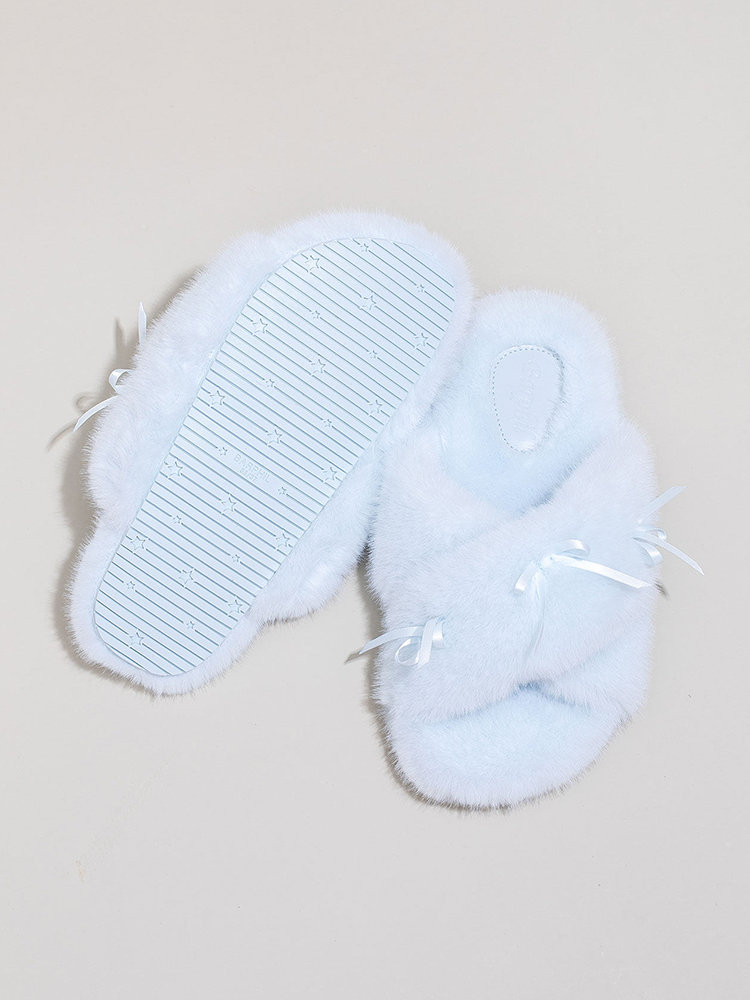 Winter Sweet Bow Cotton House Slippers