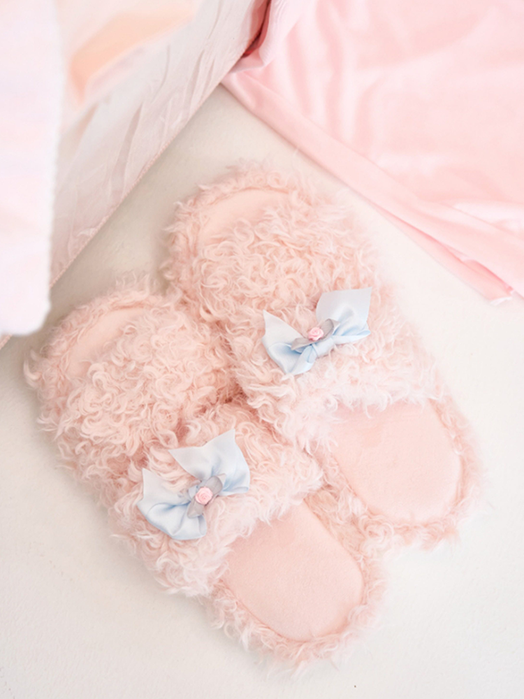 Cute Bear Faux Shearling House Slippers