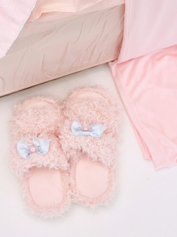 Cute Bear Faux Shearling House Slippers