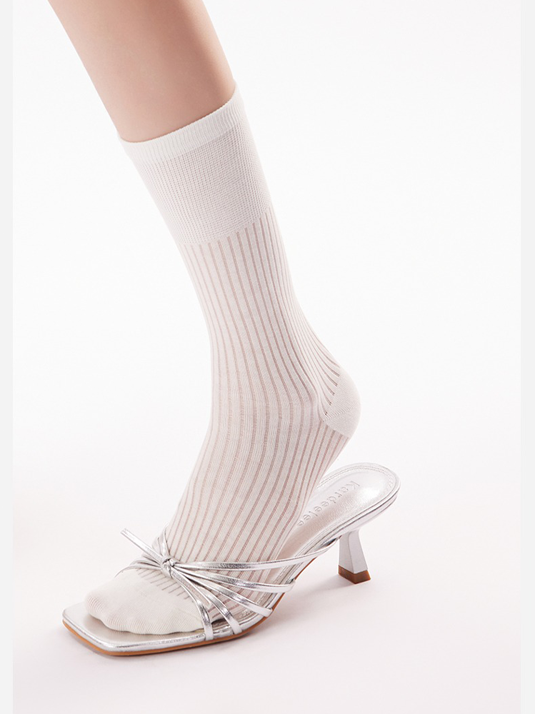 Mesh Ribbed Crew Socks