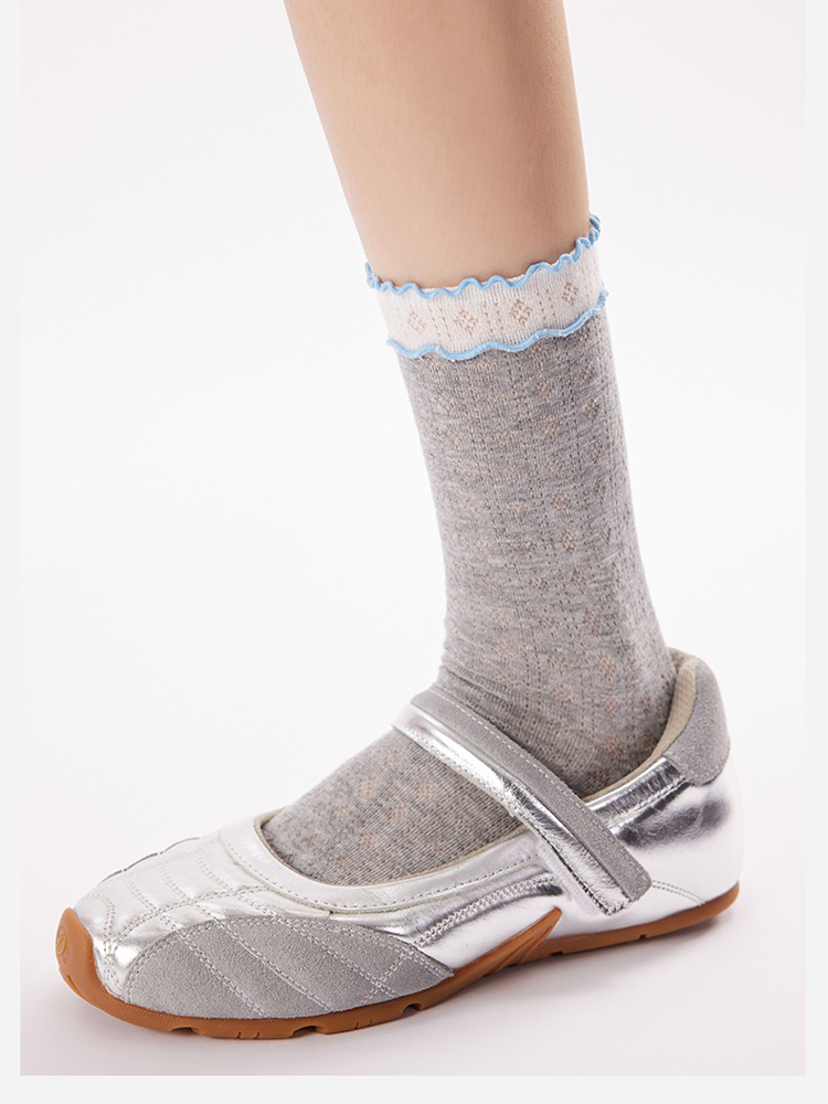 Double Ruffle Mesh Socks