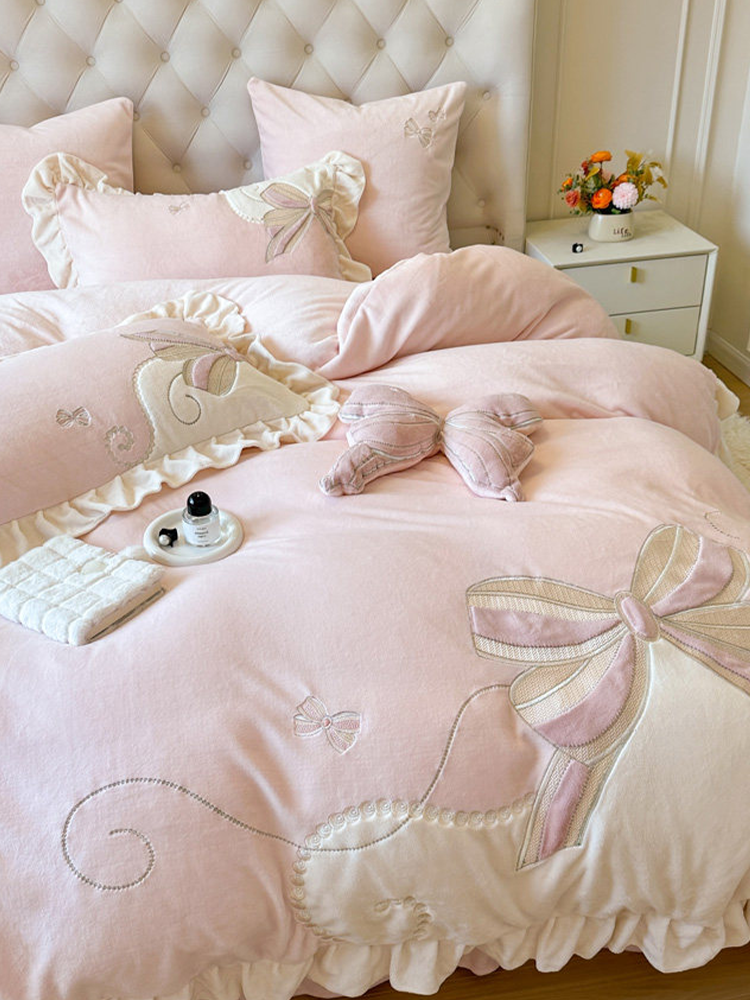 Romantic Princess Ultra Soft Plush Fleece Bedding Set Flat Sheet