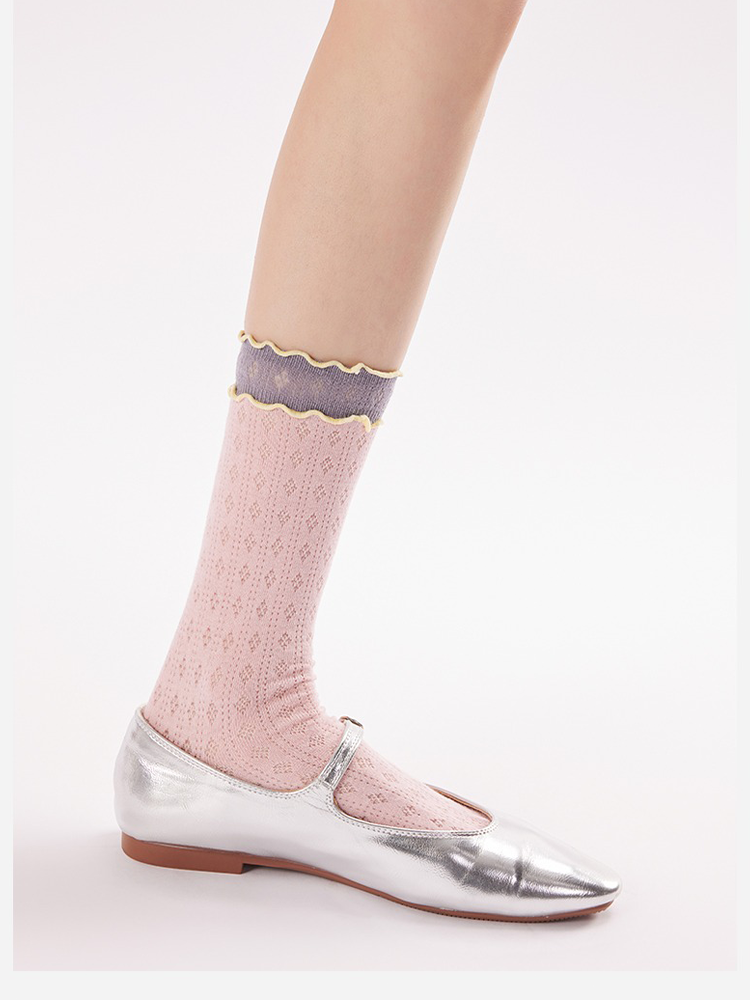 Double Ruffle Mesh Socks