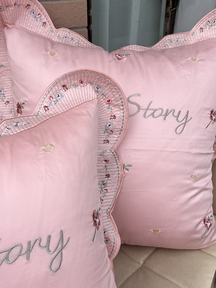 Long Staple Cotton Embroidered Throw Pillow Cushion