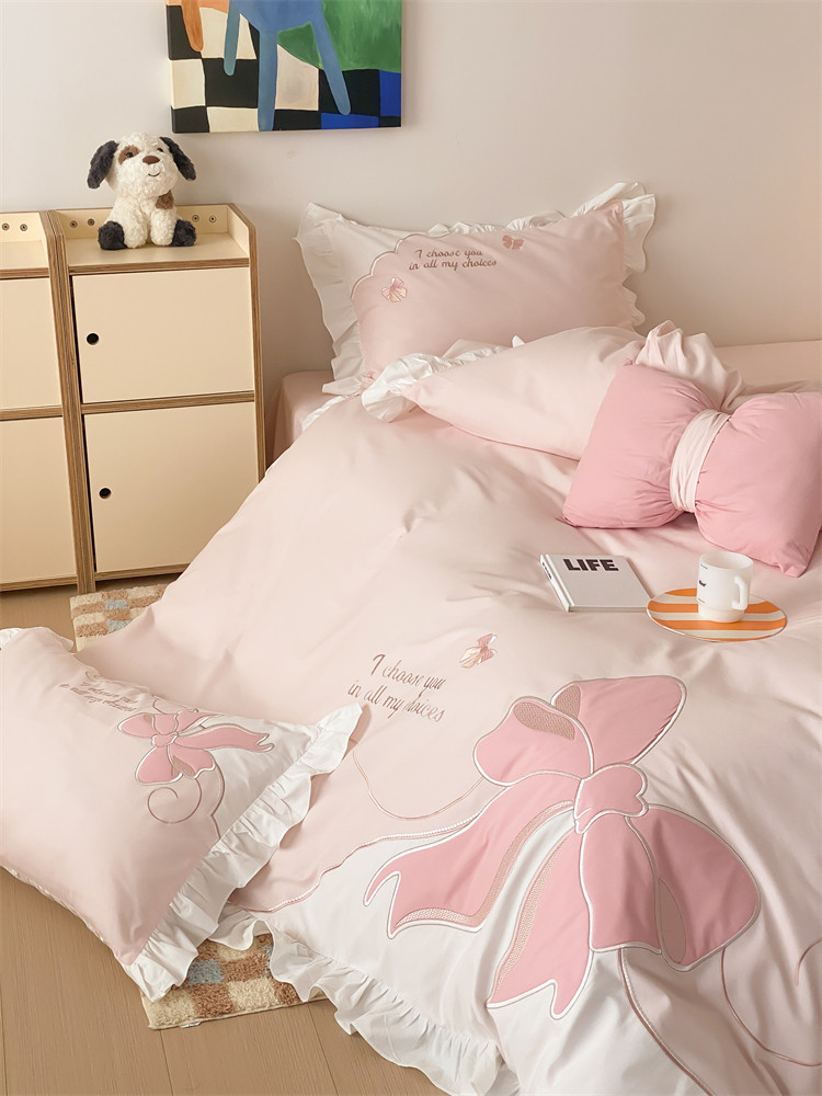 Sweet Princess Bedding Set Cotton Flannel Washed Cotton Fitted Sheet