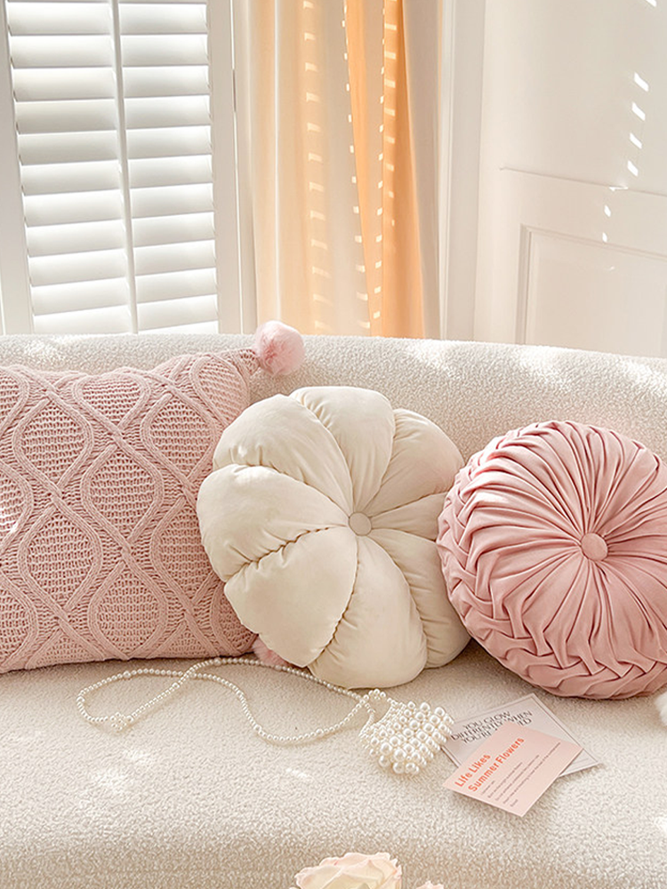 Chenille Pom Pom Decorative Pillow Cute Accent for Home