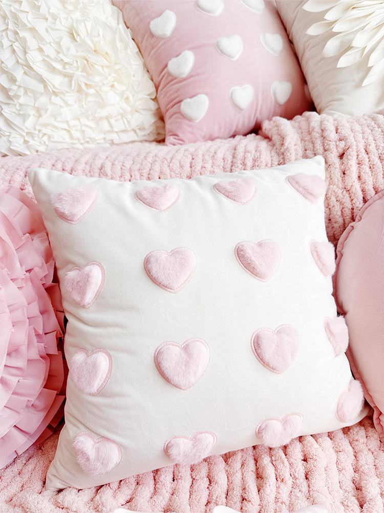 Velvet French Flower Decorative Pillow Cute Accent Cushion