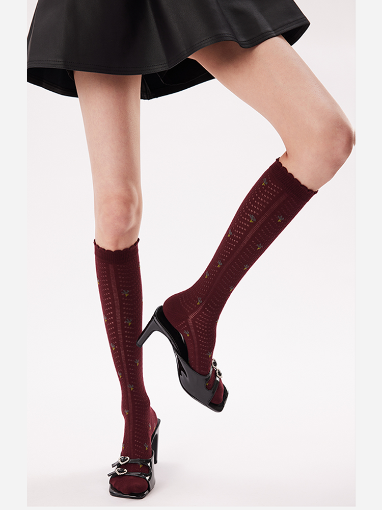 Lace Knit Floral Crew Socks – Soft & Vintage Sweet Style