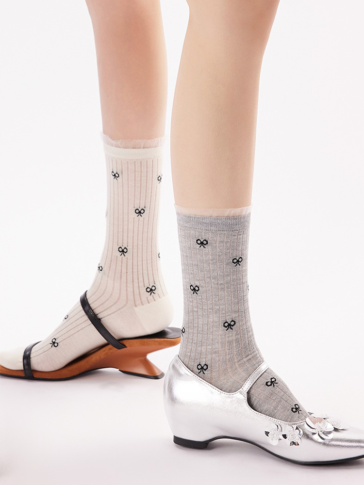 Mesh Ruffle Crew Socks