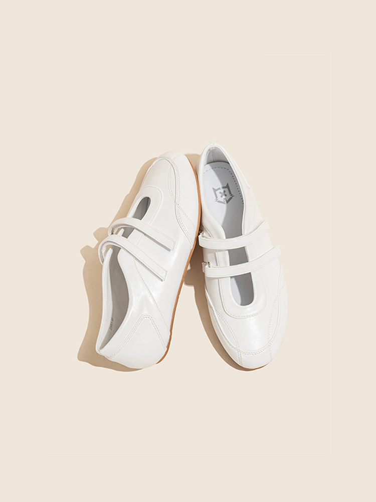 White Leather Hidden Wedge Mary Jane Sneakers
