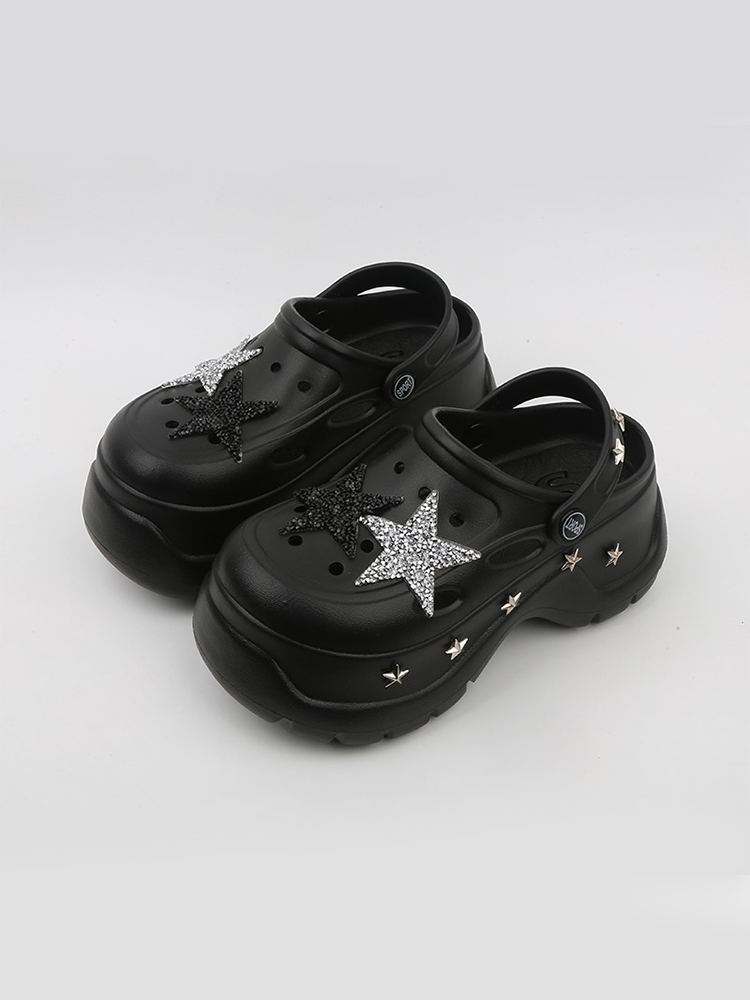 Star Cutout Platform Clog Sandals – Y2K Two-Way Style