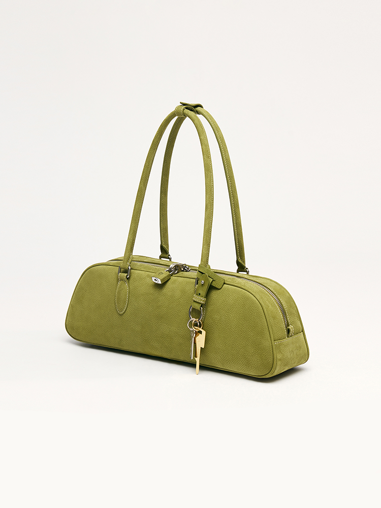 Lychee Leather Baguette Bag