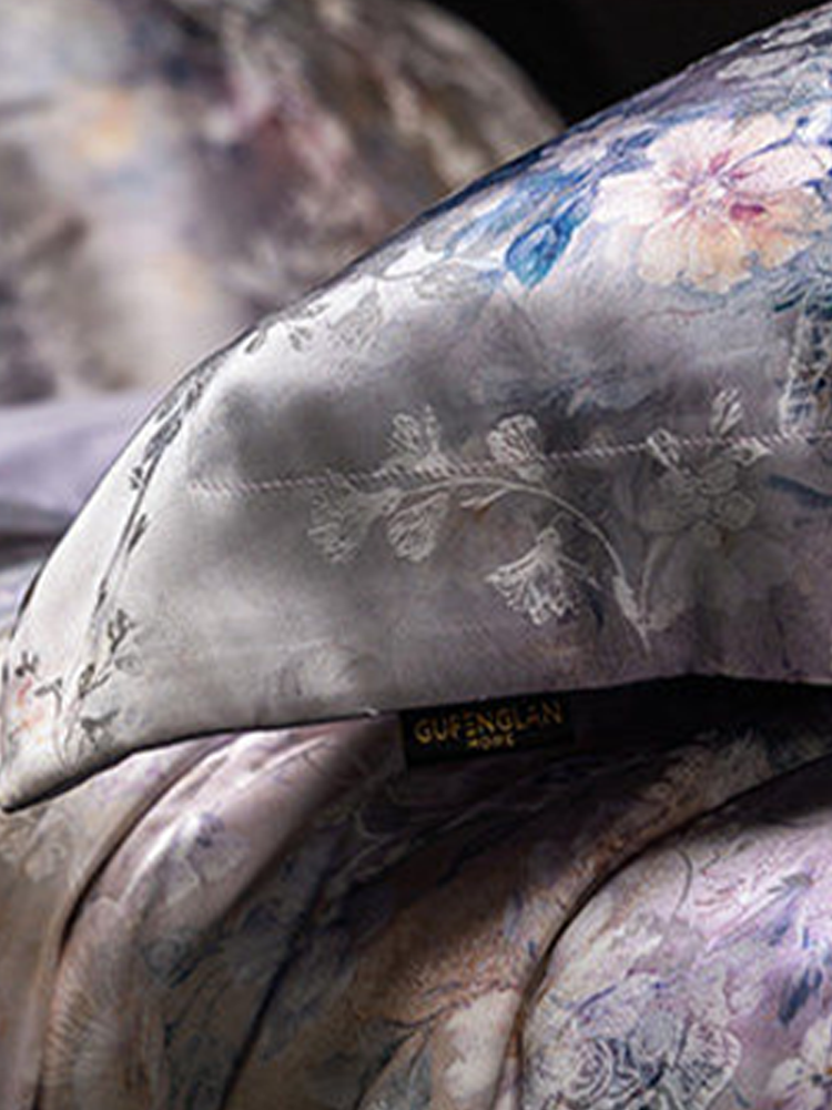 Luxury Jacquard Bedding Set Mulberry Silk Tencel Cotton Blend Flat Sheet