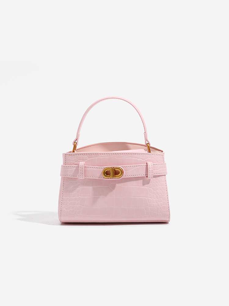 Crocodile Print Leather Kelly Bag