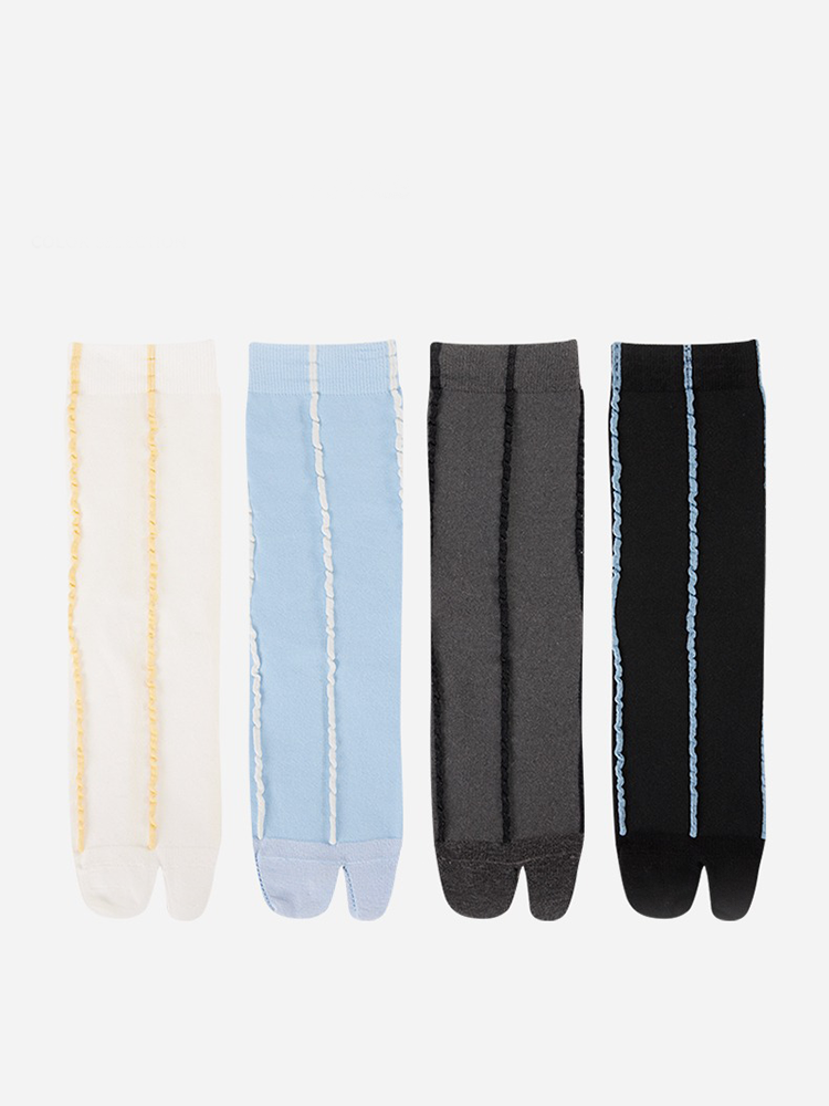 Tabi Striped Split Toe Stack Crew Socks