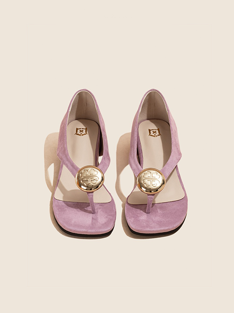 5cm Hidden Wedge French Flat Toe-Post Sandals