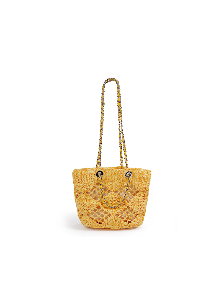Hollow Woven Bucket Tote Bag