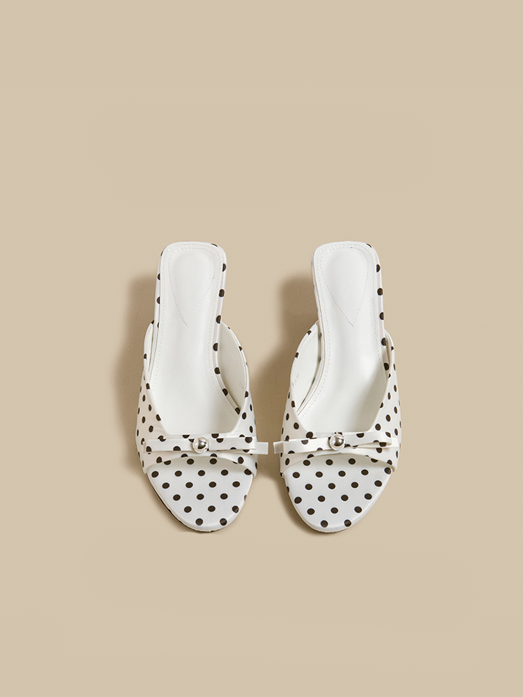 Polka Dot Pointed Toe Bow Sandals