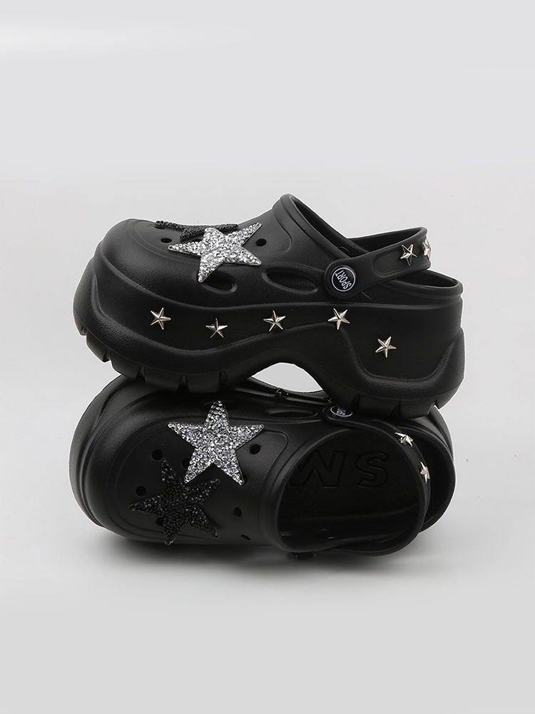 Star Cutout Platform Clog Sandals – Y2K Two-Way Style