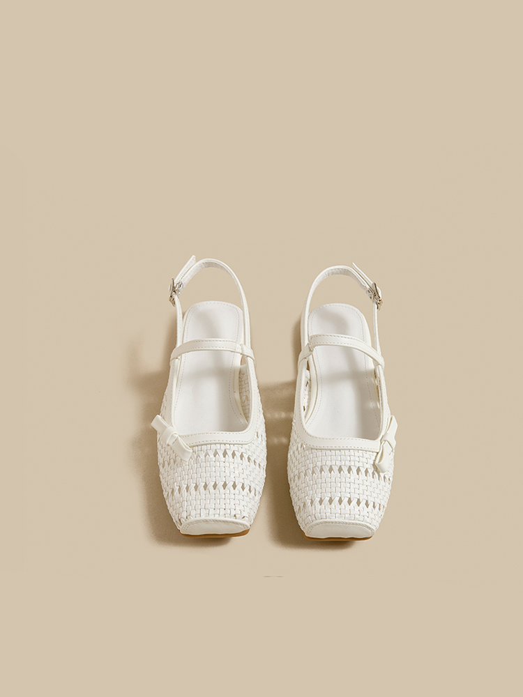 Square Toe Woven Mule Sandals
