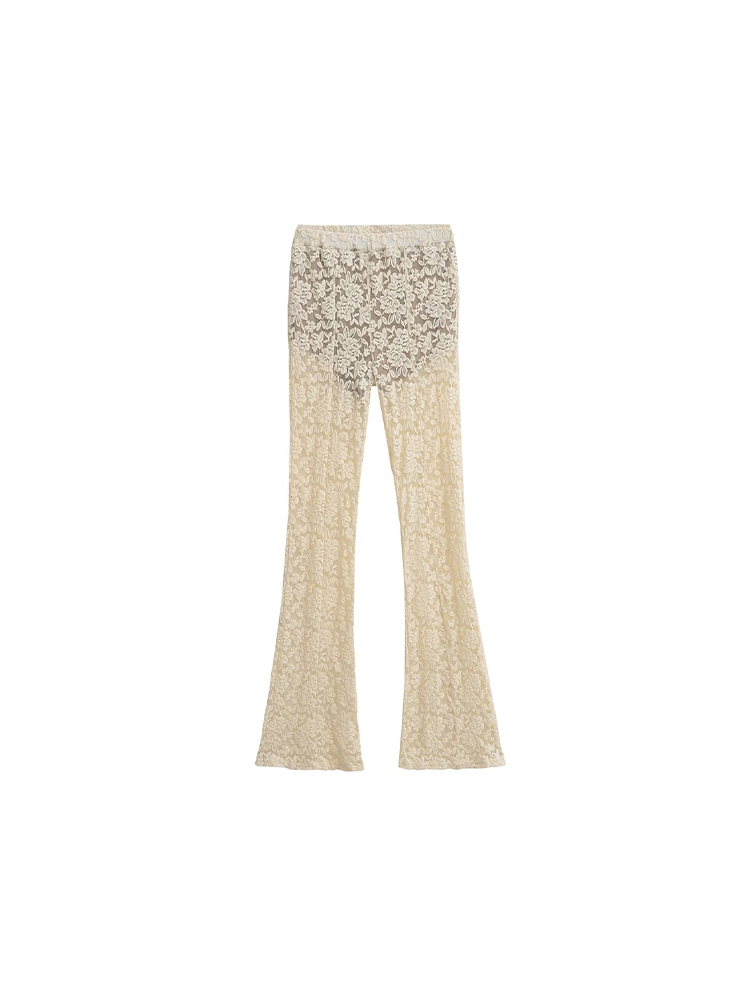 Lace Jacquard Flared Pants
